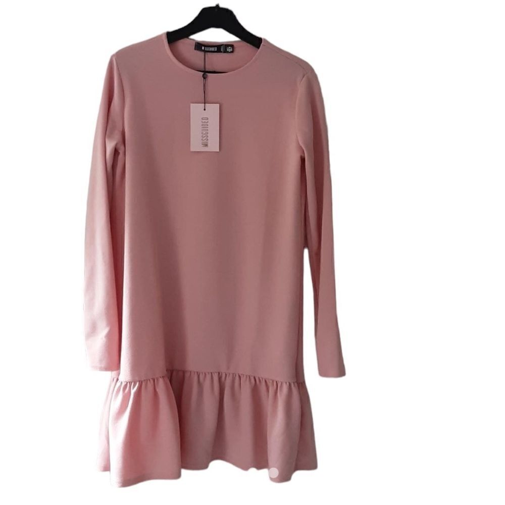 NWT MISSGUIDED PINK SMOCK DROP HEM DRESS WOMENS SIZE 4‎ *Very cute! - Picture 3 of 8